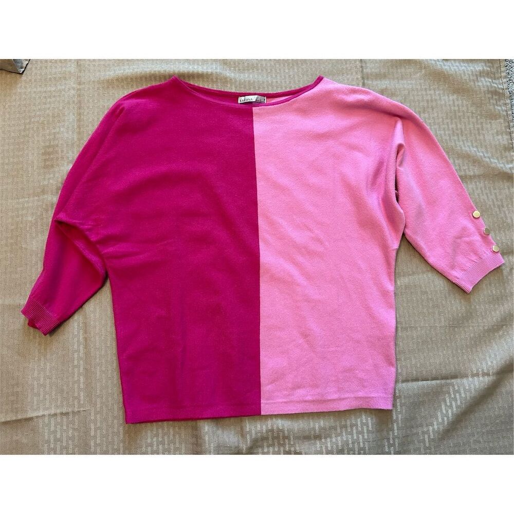 Rafiana Women's 3/4 Sleeve Dolman Sweater Pink Size S Pullover Casual